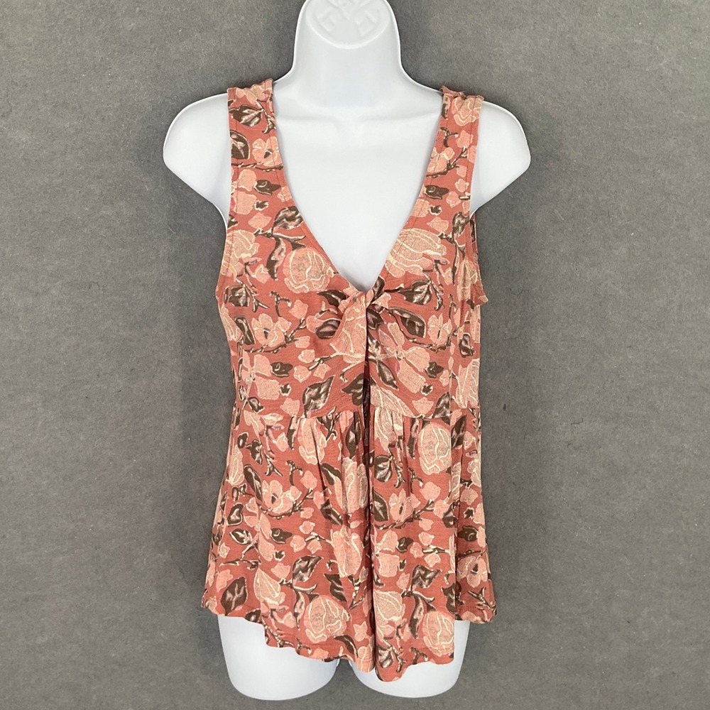 Lucky Brand Top Womens‎ Sz M Floral Print Babydoll Sleeveless Peplum Tank Blouse
